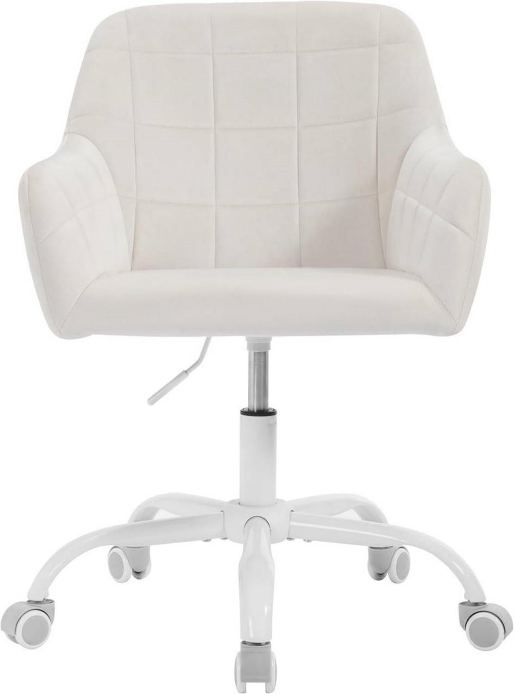 DREHSTUHL drehbar, Bürostuhl ergonomisch, Samt, Cremeweiß - Creme/Weiß, Kunststoff/Textil (58/77/61cm) - Woltu