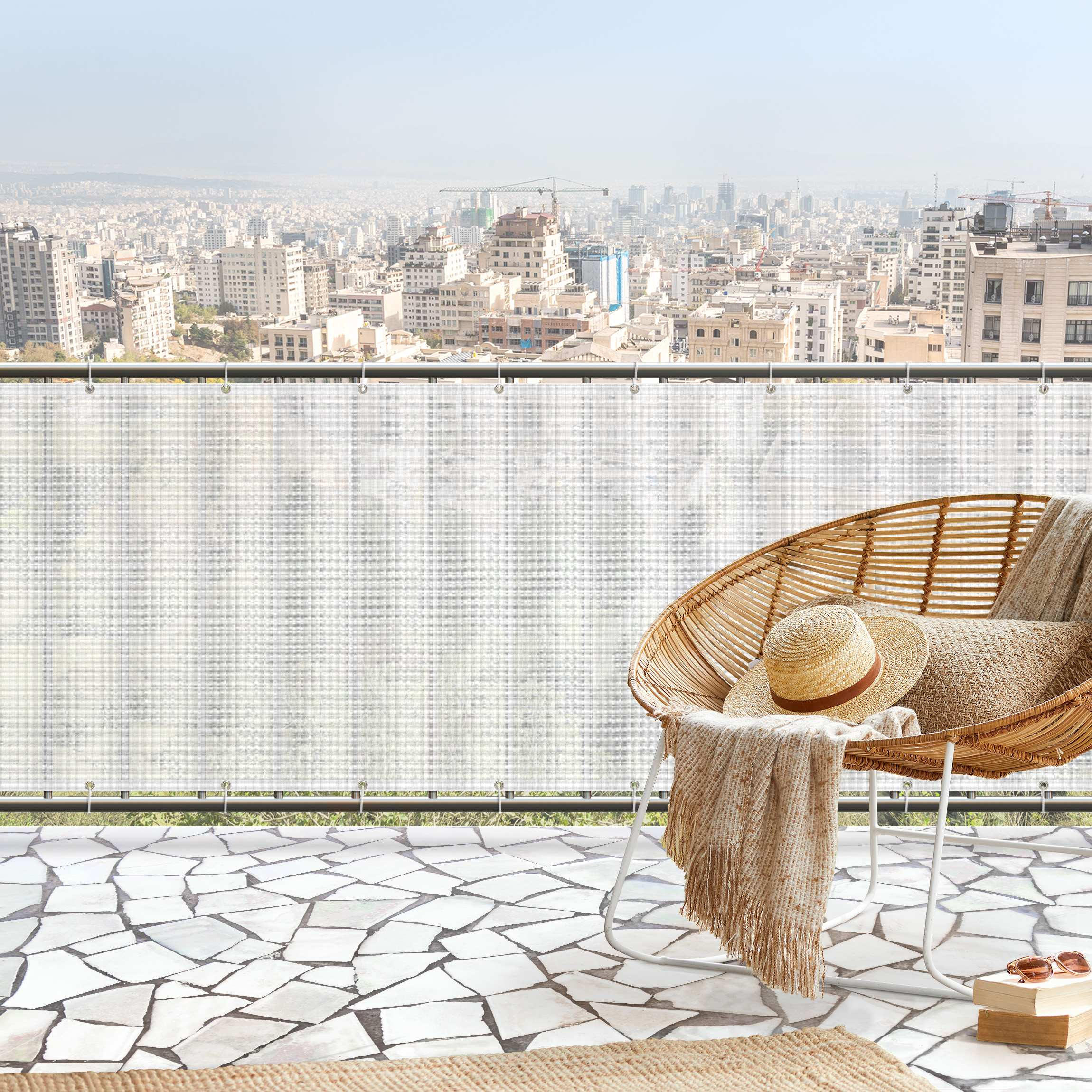 Thumbnail - Bilderwelten Balkon, Weiß, Kunststoff, Uni, Rechteckig, 250x75 cm, Sonnen- & Sichtschutz, Sichtschutz Garten, Balkon Sic...