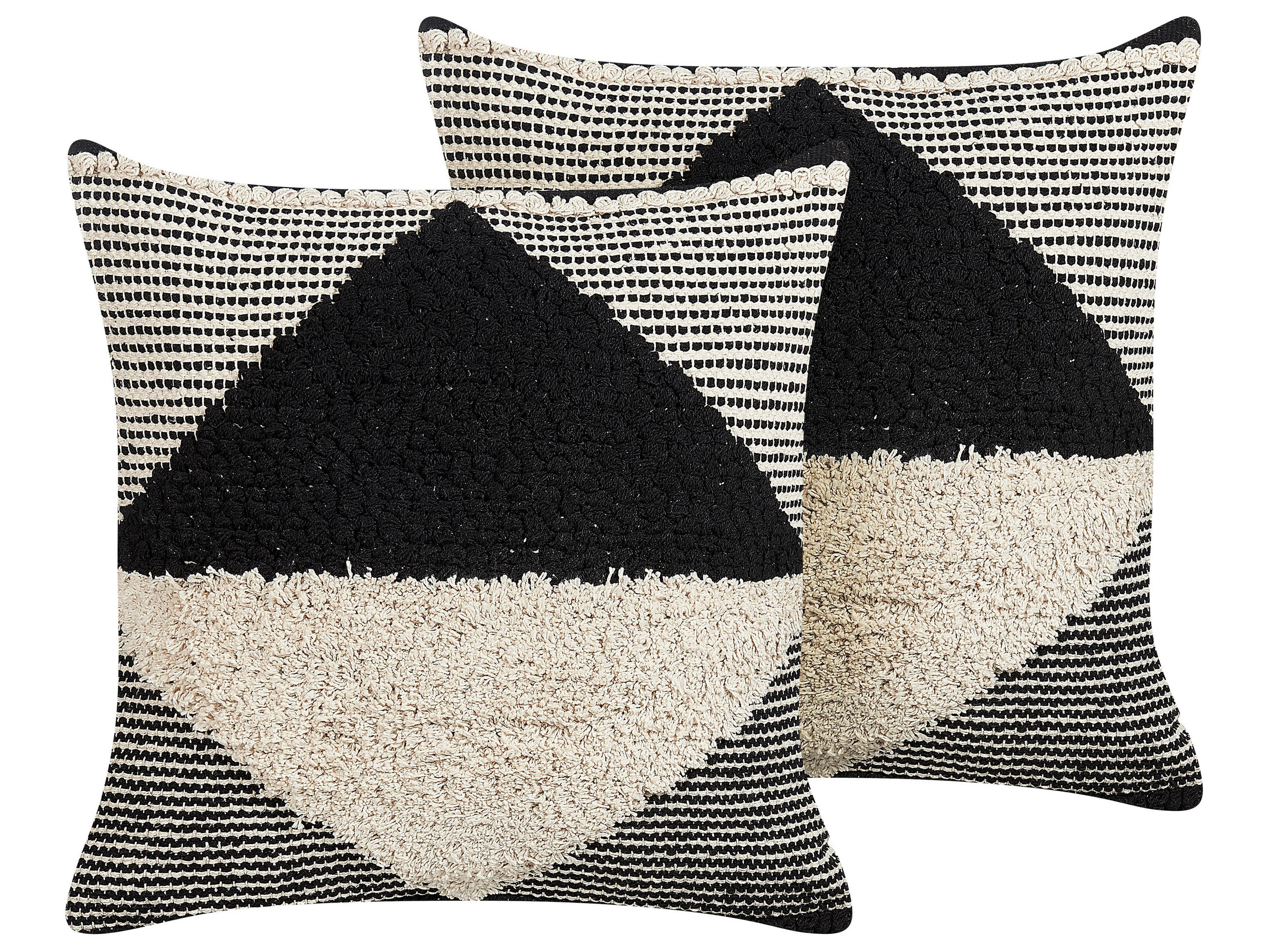 DEKOKISSEN 2er-Set Beige 50/50 cm Khora - Beige, Naturmaterialien/Textil (50/50cm) - Beliani