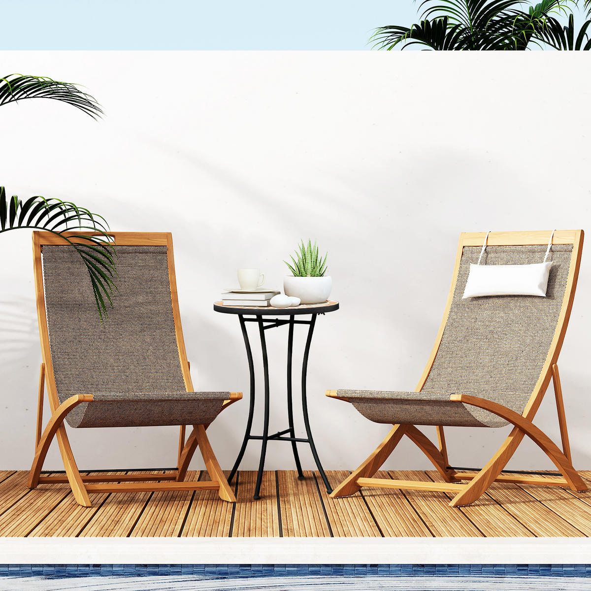 Ø35,5 cm Beistelltisch Gartentisch wetterfest Mosaik für Garten Balkon Gelb+Grau - Gelb, Keramik/Metall (35.5/35.5/53.5cm) - Outsunny