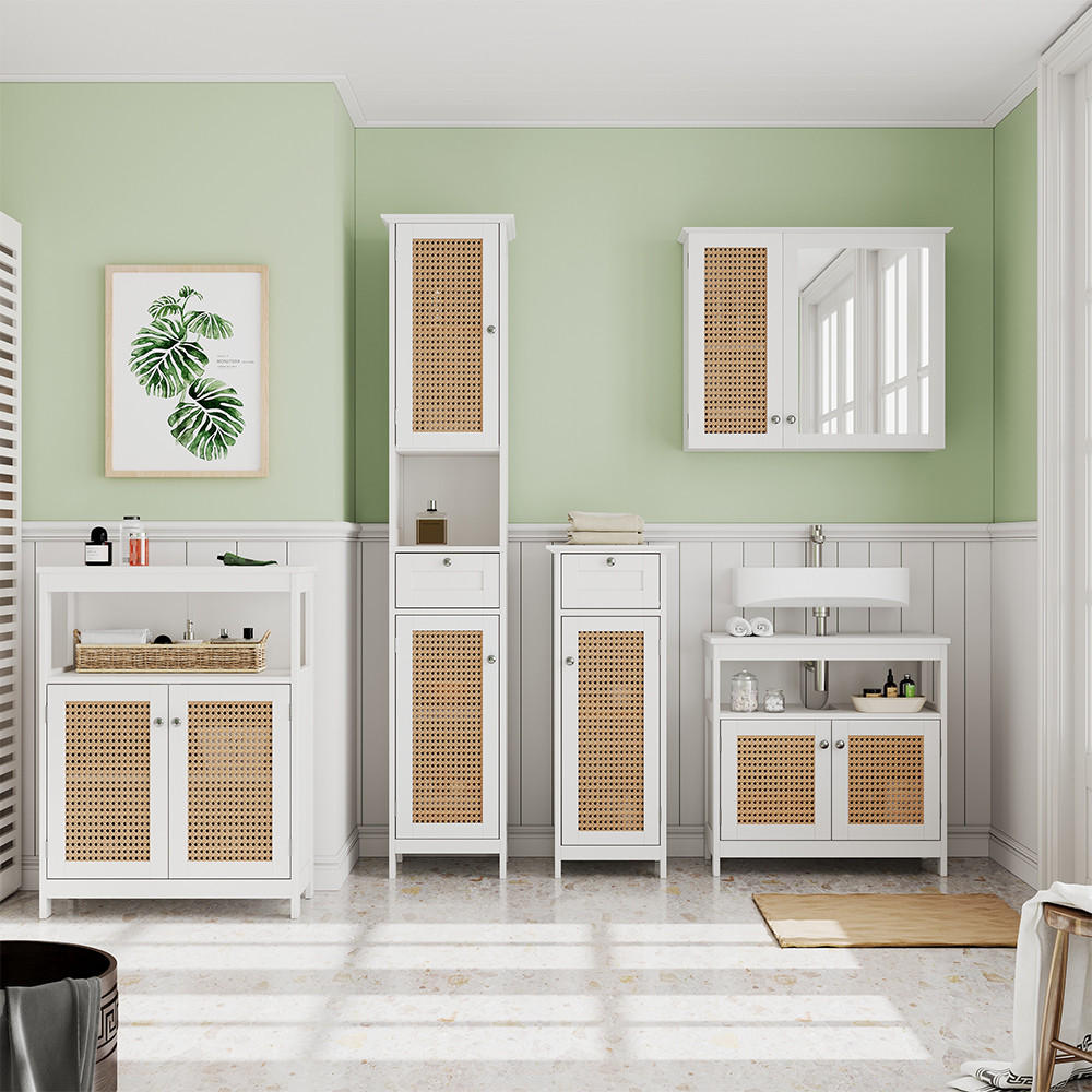 BADMÖBEL-SET Rosario Weiß 5 Teile, mit Hochschrank - Weiß, Holzwerkstoff (60/60/30cm) - Vicco