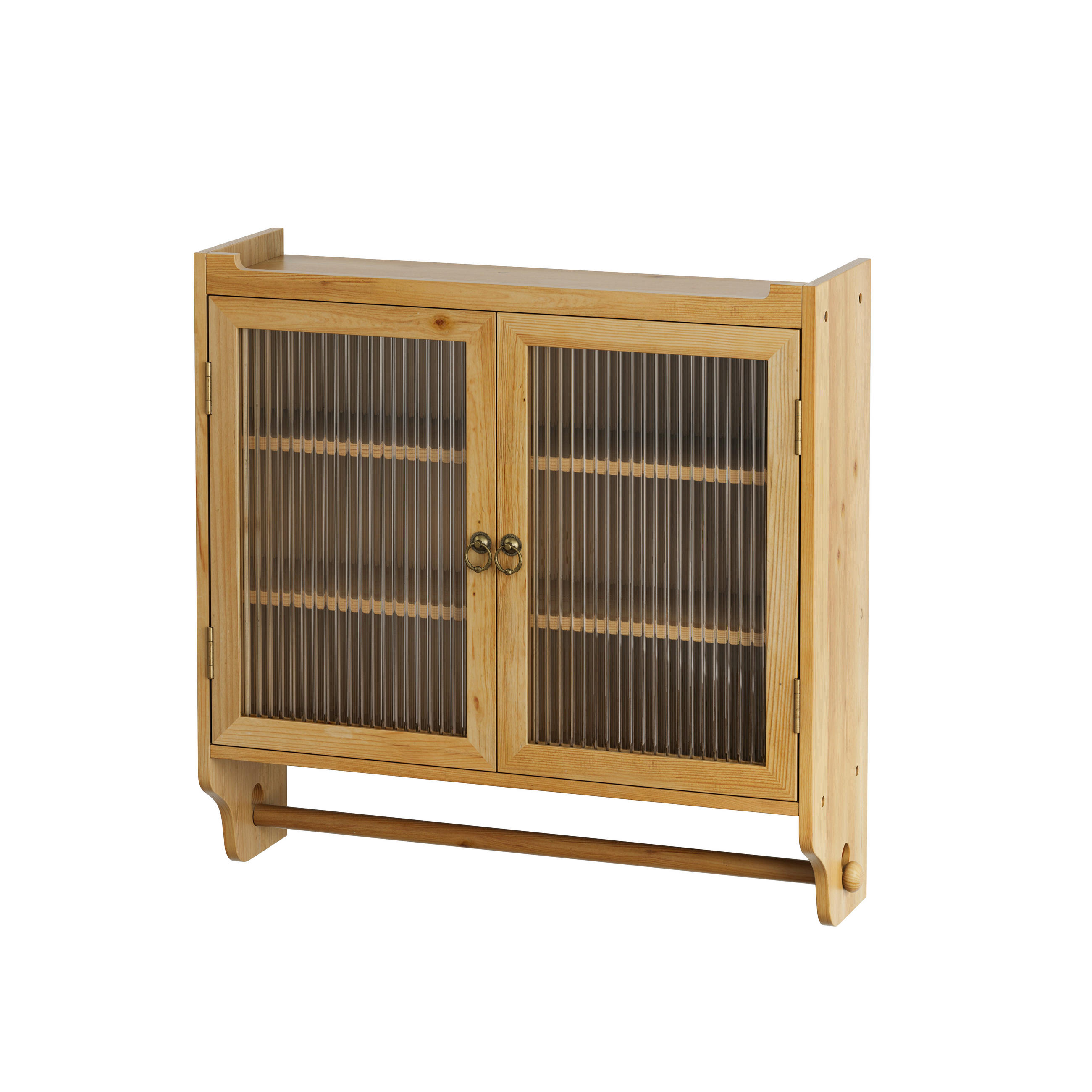 HÄNGESCHRANK DE-38113 63 cm mit 3 Ebenen und Handtuchhalter Naturholz - Naturfarben, Holzwerkstoff (63/60/18cm) - ComfortXL