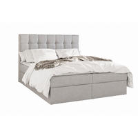 BOXBETT - Bett 05 OSLO - Hugo - 140x200 cm - mit Bettkasten und Waschbarem Topper - Hellgrau, Holz (140/200cm) - ROYAL24_MARKT
