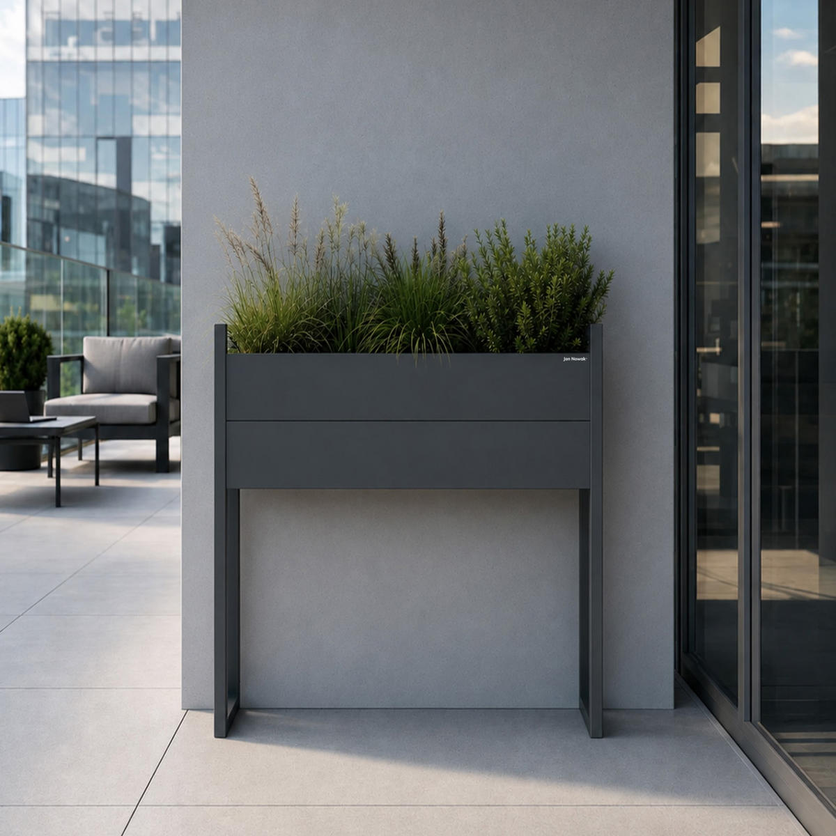 BLUMENKASTEN MARGARET H 100x100x38 cm - Anthrazit, Metall (100/100/38cm) - Jan Nowak