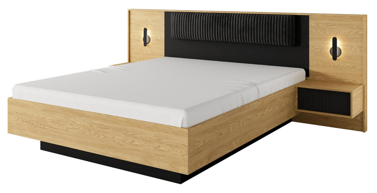 NACHTTISCHE mit Schubladen 50 cm Belano, LED, Eiche Baltic - Eichefarben, Holz (49/102/40cm) - Emporius