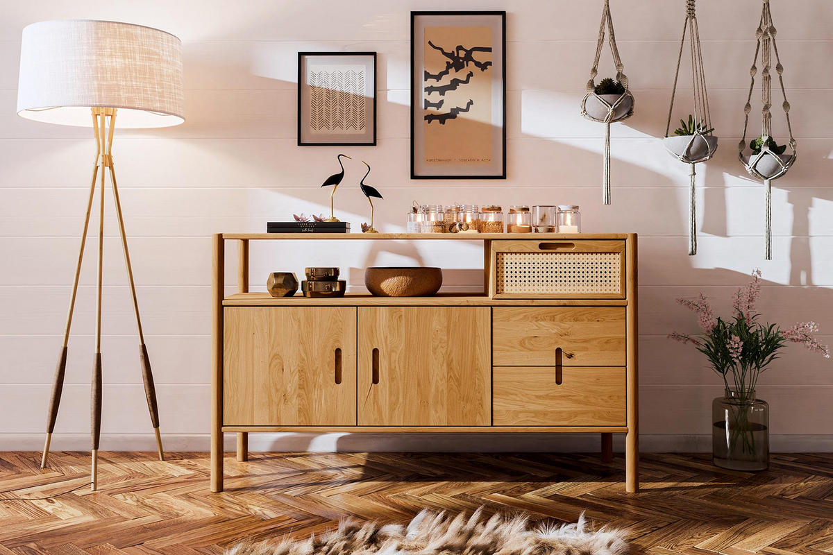 KOMMODE INA Wildeiche - Alteiche, Holz (142/86/46cm) - byoak