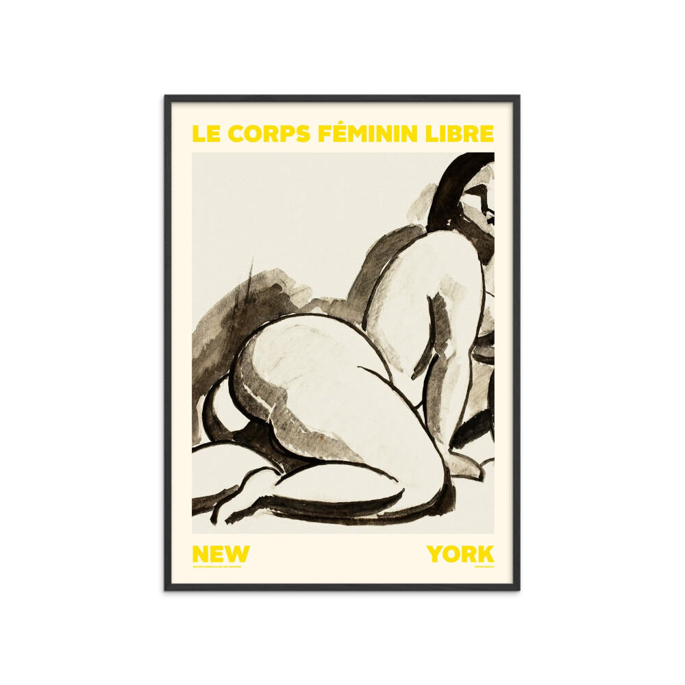 POSTER mit Rahmen Arch Atelier - Féminin Libre 01 - Gelb/Schwarz, Holz/Papier (30/40cm) - Poster&Frame
