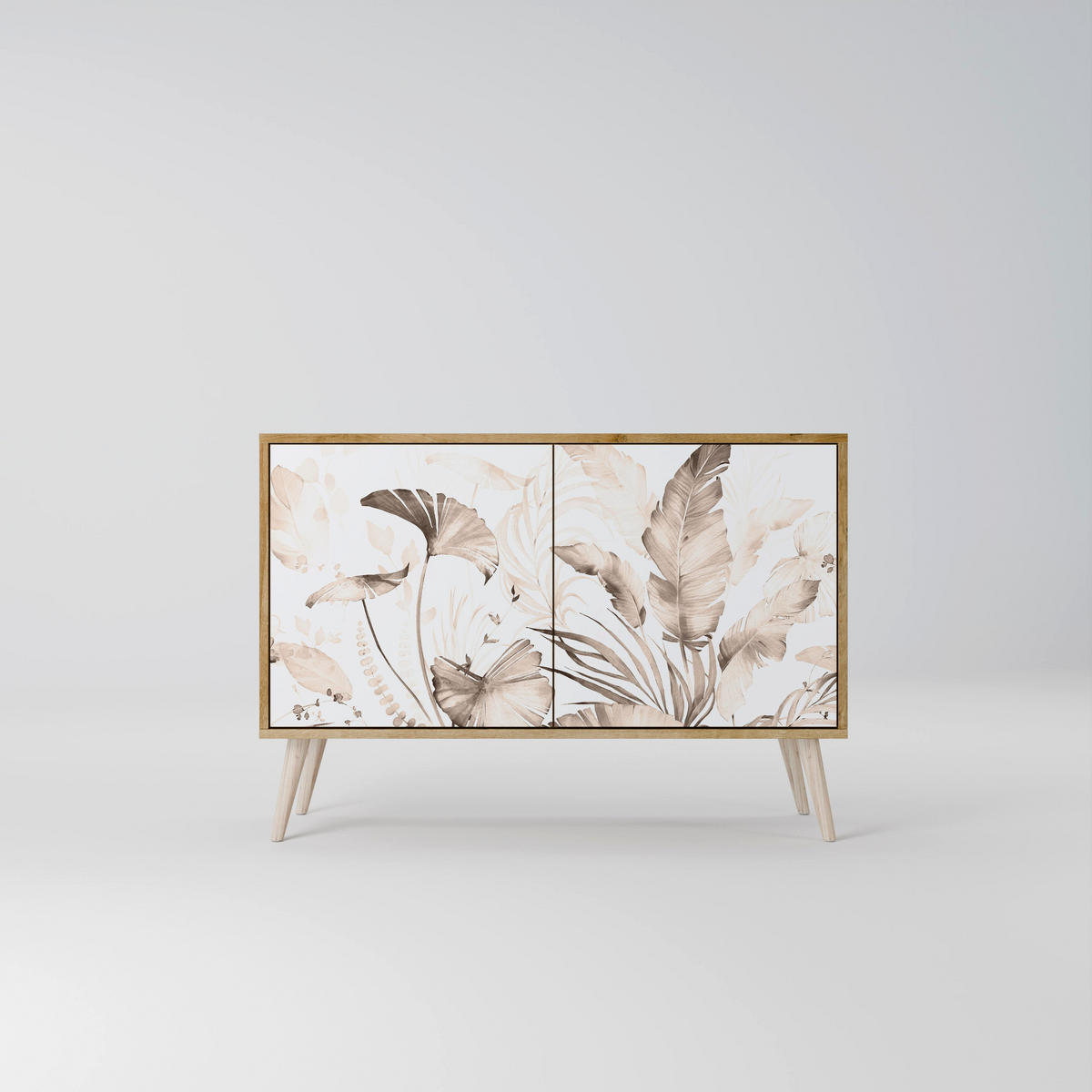 SIDEBOARD WILD TENDERNESS, Eicheneffekt, 111x42x77,5 cm, 2 Türen - Eichefarben/Buchefarben, Holzwerkstoff/Buchenholz (111/77.5/42cm) - SpaceRebels