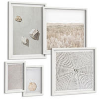 BILDER SET 5er Set - 50x50 cm & 20x30 cm & 40x60 cm Weißer Rahmen - Leichte Boho-Sandtexturen - Weiß, Kunststoff (40/60cm) - TULUP