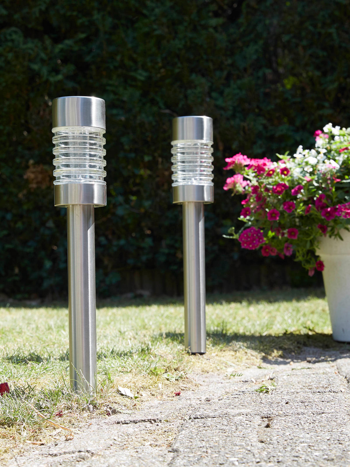 WEGELEUCHTE 2er Set 7.6/57/7.6cm - Silberfarben, Metall (7.6/7.6/57cm) - Luxform