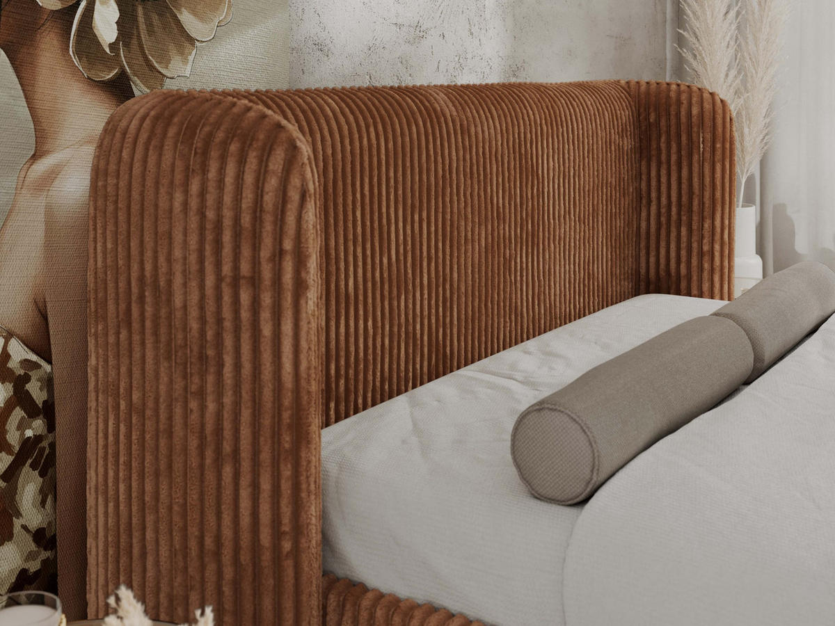 POLSTERBETT EMORA CLASSIC DUO 200/200 - Orange Cord - Schaum-Matratze - Orange, Textil (200/200cm) - MKS