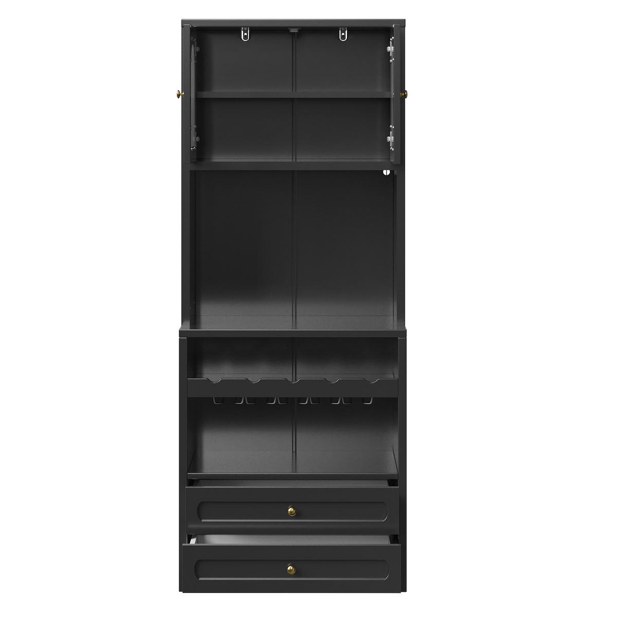 BUFFET DE-38477 70/40/180 cm mit LED-Beleuchtung Schwarz - Schwarz, Holzwerkstoff (70/180/40cm) - ComfortXL