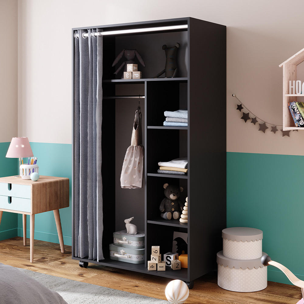 KLEIDERSCHRANK Doros Grau 100 x 168 cm - Grau, Holzwerkstoff (100/168/50cm) - Vicco