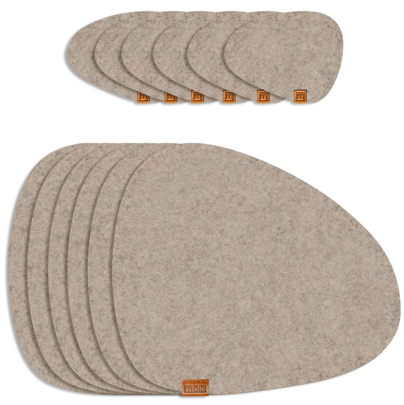 TISCHSETS Glasuntersetzer 12er-Set - Beige, Textil (40/32/3cm) - Miqio Design