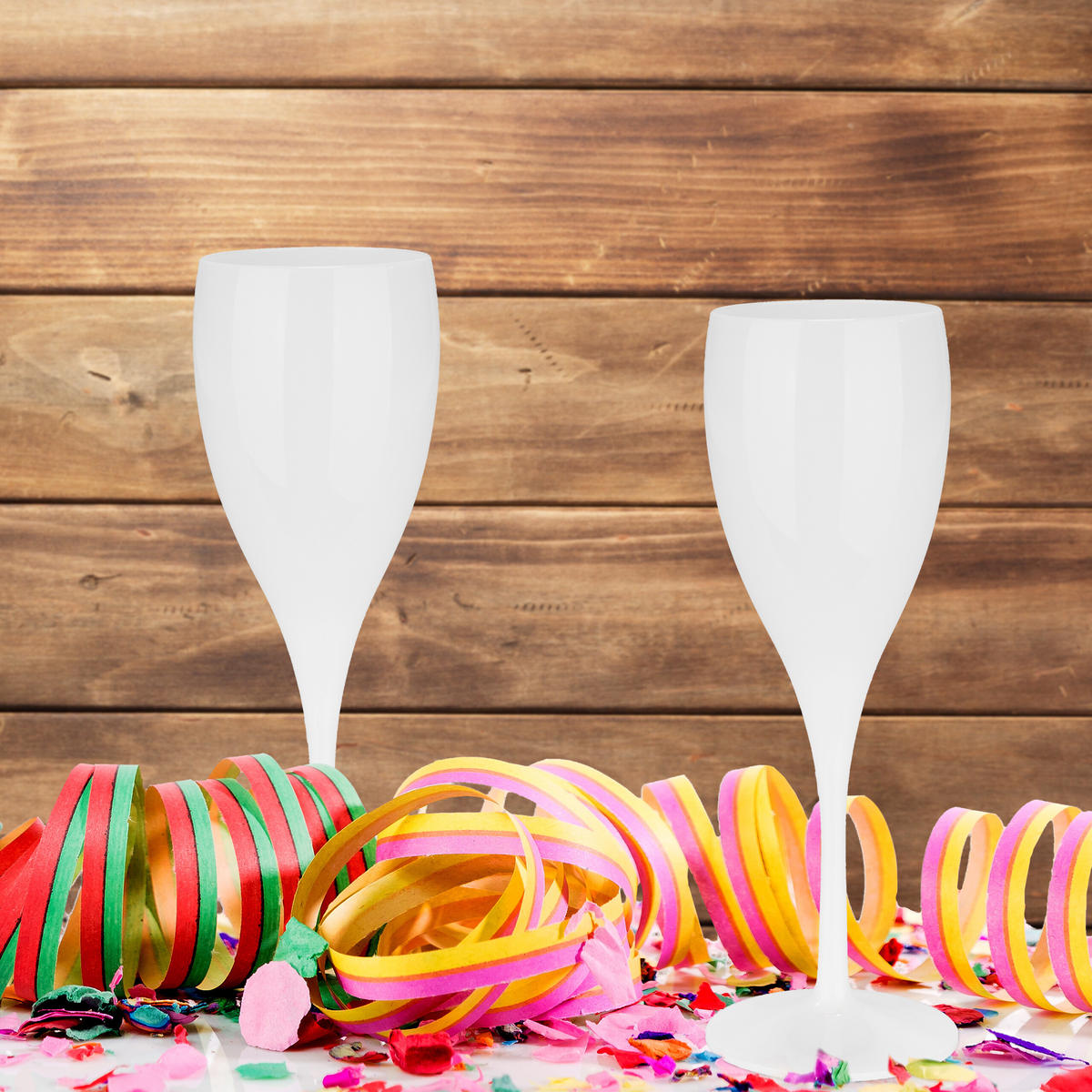 6xSEKTGLÄSER - Weiß, Kunststoff (0.14L) - Relaxdays