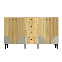 KOMODA vzhled dřeva se 4 dvířky a 4 zásuvkami - přírodní, kompozitní dřevo (160/94/36cm) - Urban Meuble