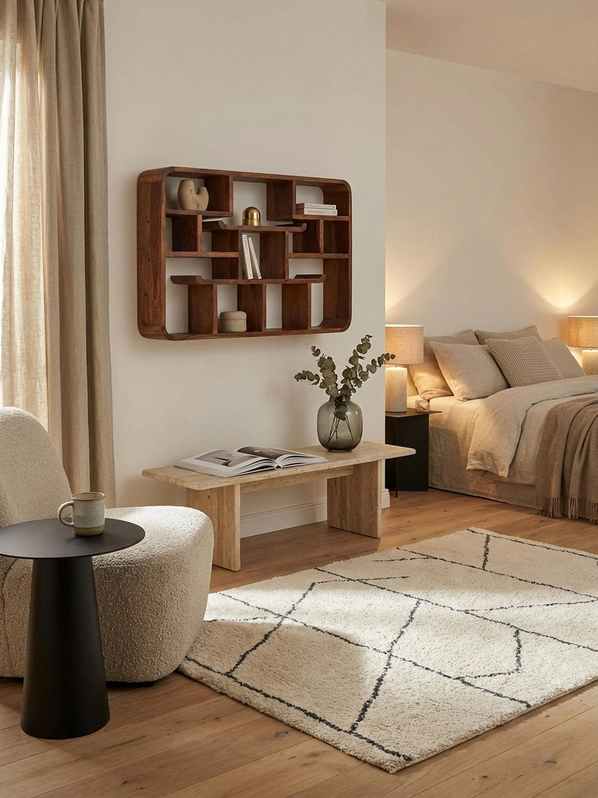 WANDREGAL Massivholz Modern Stil Elegant - Braun, Holz (80/55/12cm) - KADIMA DESIGN