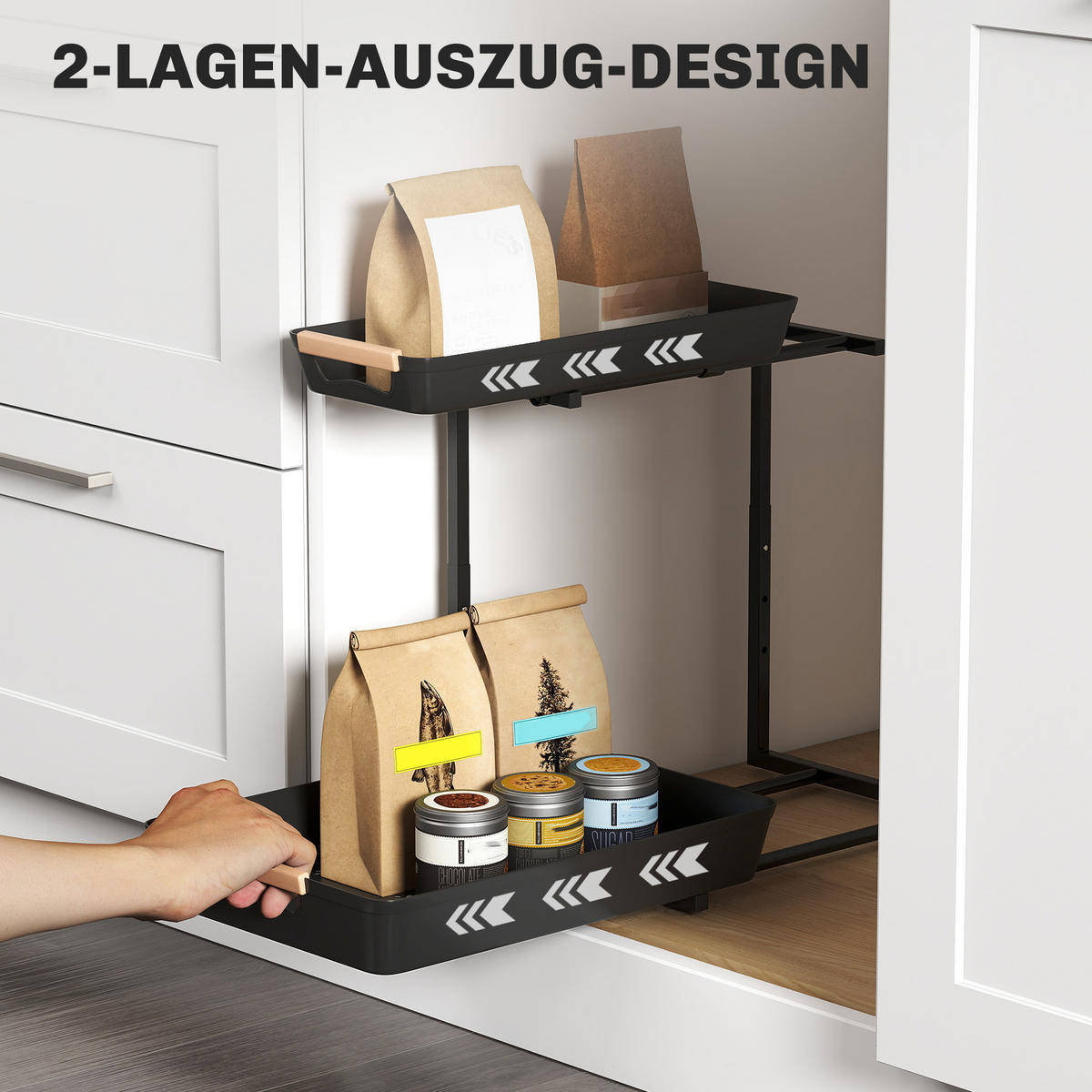 KÜCHENREGAL Metall Kunststoff Schwarz - Schwarz, Metall (30/42/40cm) - HOMCOM
