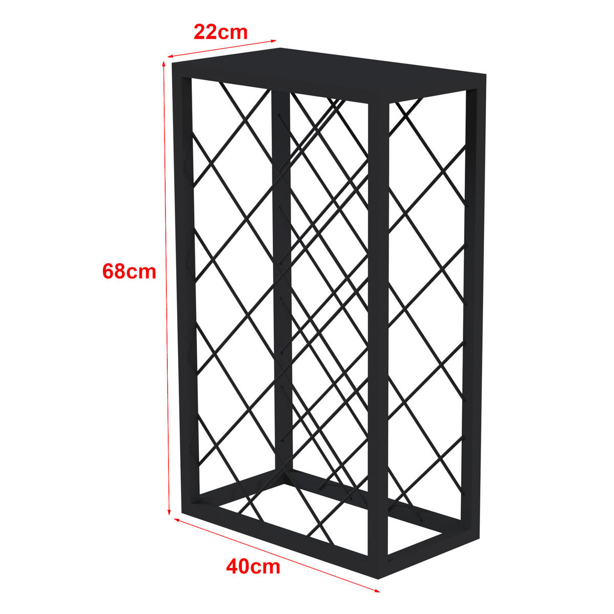 WEINREGAL Amasia - Schwarz, Metall (45/74/22cm) - [en.casa]