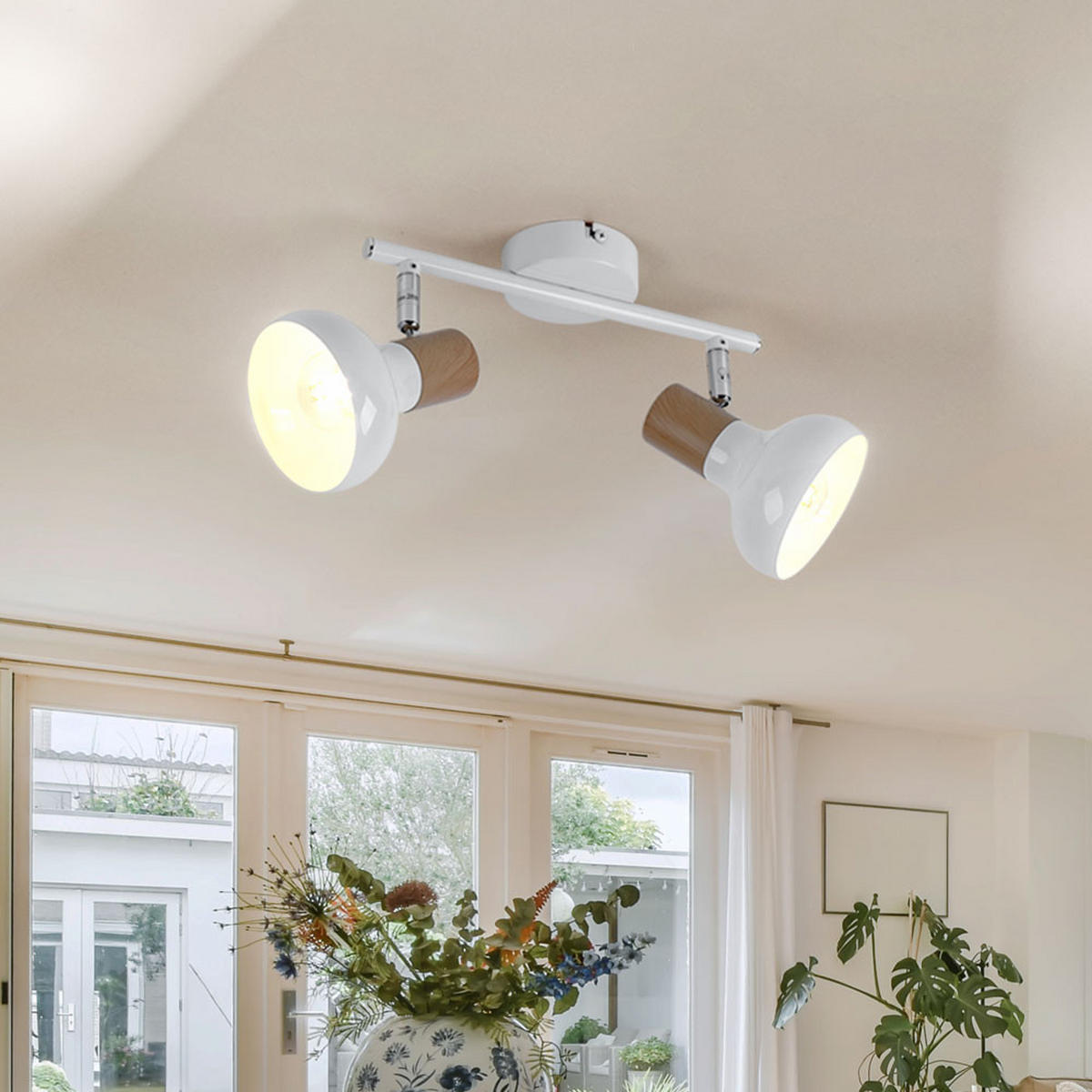 LED DECKENLEUCHTE Weiß Holzoptik - Weiß, Metall (35.5/13/16cm)