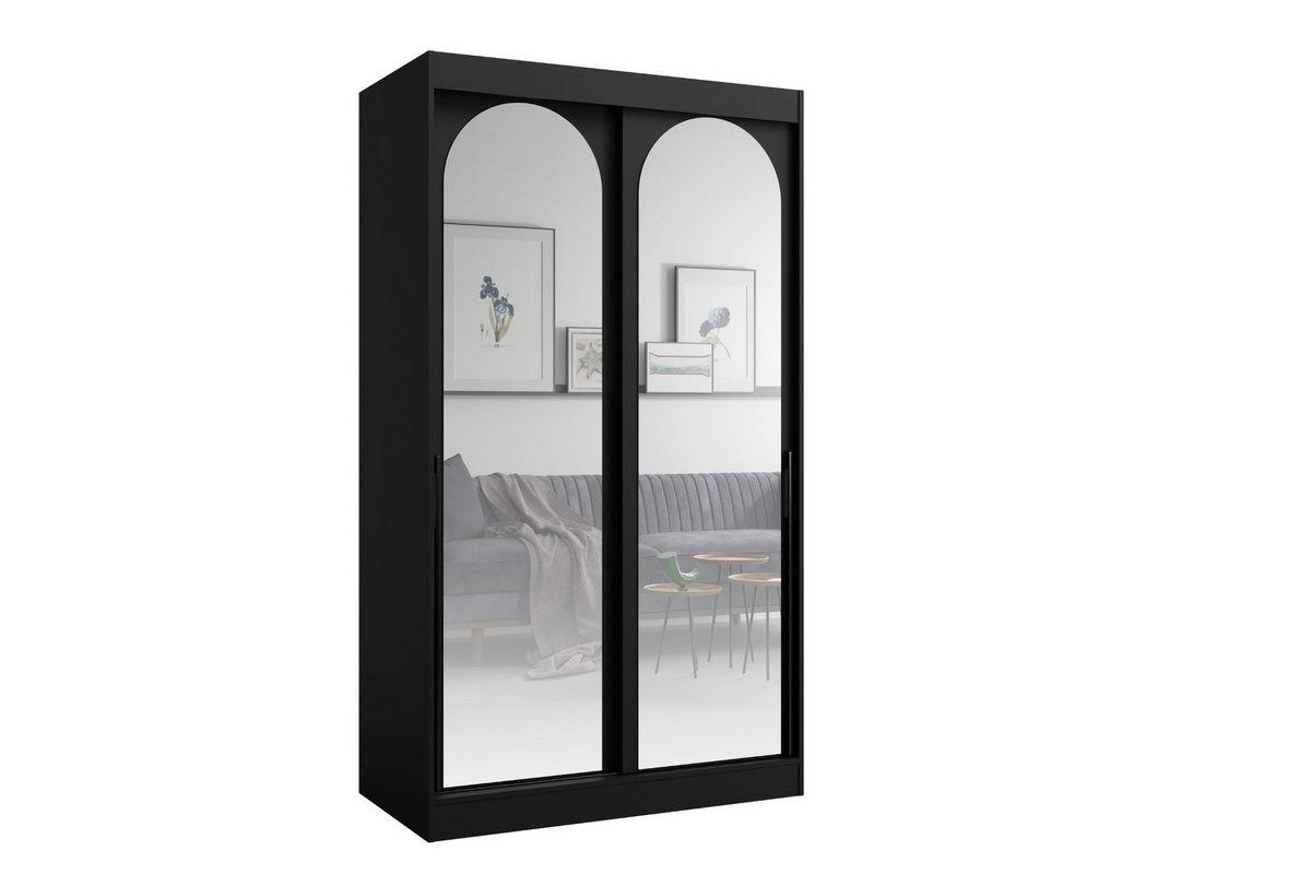 SCHIEBETÜRENSCHRANK MOSSA 120 / 215 / 65 cm in Schwarz / Schwarz - Schwarz, Holzwerkstoff (120/215/65cm) - Deine Möbel 24