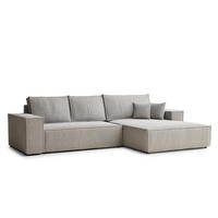 ECKSOFA Maze Beige grau Webstoff - Rechts Seite - Greige/Schwarz, Holz/Holzwerkstoff (294/185cm) - Maison de Reve