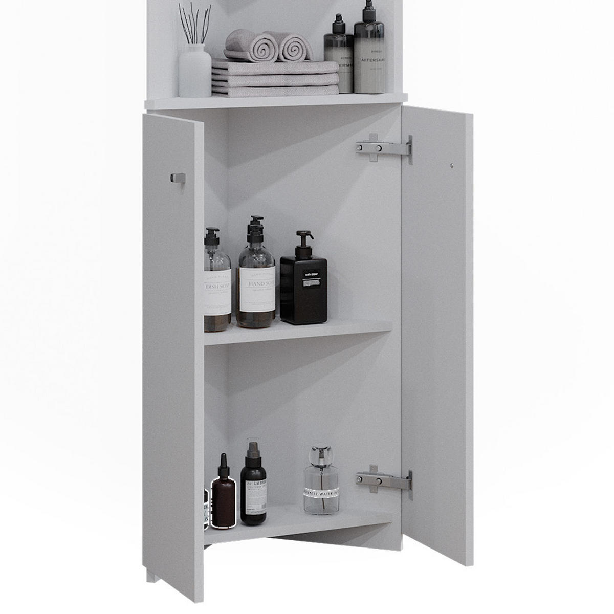 BADSCHRANK Fynn Weiß 51.5 x 175 cm Eckschrank mit 2 Türen - Weiß, Holzwerkstoff (51.5/175/35.6cm) - Vicco