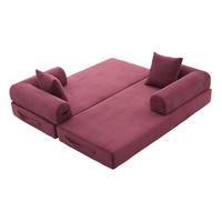 SOFA 200/94/67 cm aus Cord mit Metallrahmen und 3 Kissen Weinrot - Weinrot, Textil (94/67/200cm) - Modenvie