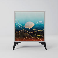SIDEBOARD LUNAR SECRETS, Grau, 57,5x42x70,5 cm, Schwarze Metall-Sternfüße - Multicolor/Schwarz, Holzwerkstoff/Metall (57.5/70.5/42cm) - SpaceRebels