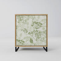 SIDEBOARD FENNEL BALDACHIN, Eichefarben, 57,5x42x67,5 cm, Schwarze Metall-Rahmenfüße - Eichefarben/Multicolor, Holzwerkstoff/Metall (57.5/67.5/42cm) - SpaceRebels