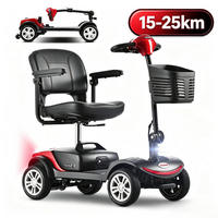 ELEKTROMOBIL 300W 25km Reichweite 360°Drehsitz 136kg Traglast Seniorenmobil - Rot, Metall (50/94.5/119cm)