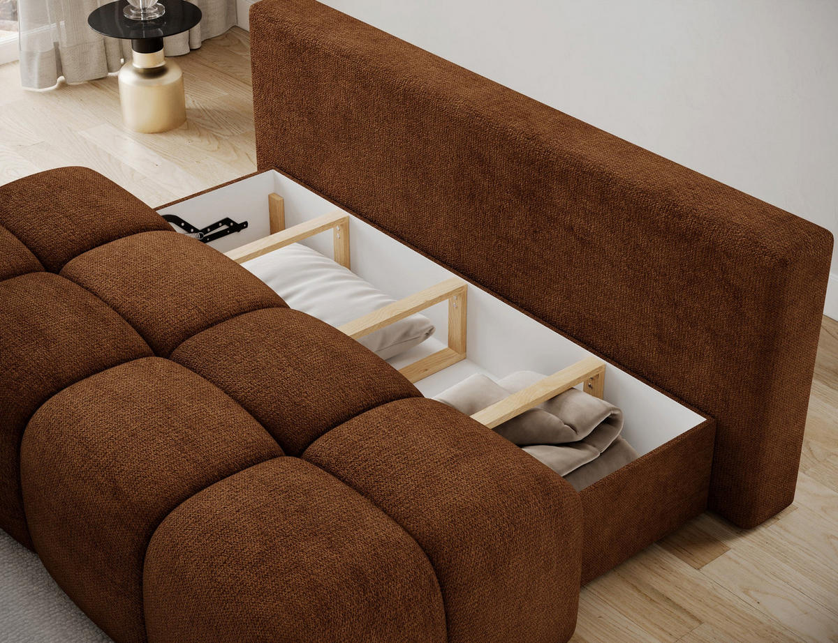 SCHLAFSOFA Nuwia mit Schlaffunktion und Bettkasten – Modernes Designsofa mit Schlafauszug und dekorativer Steppung - Rot, Kunststoff (200/102/100cm) - Wohnideebilder