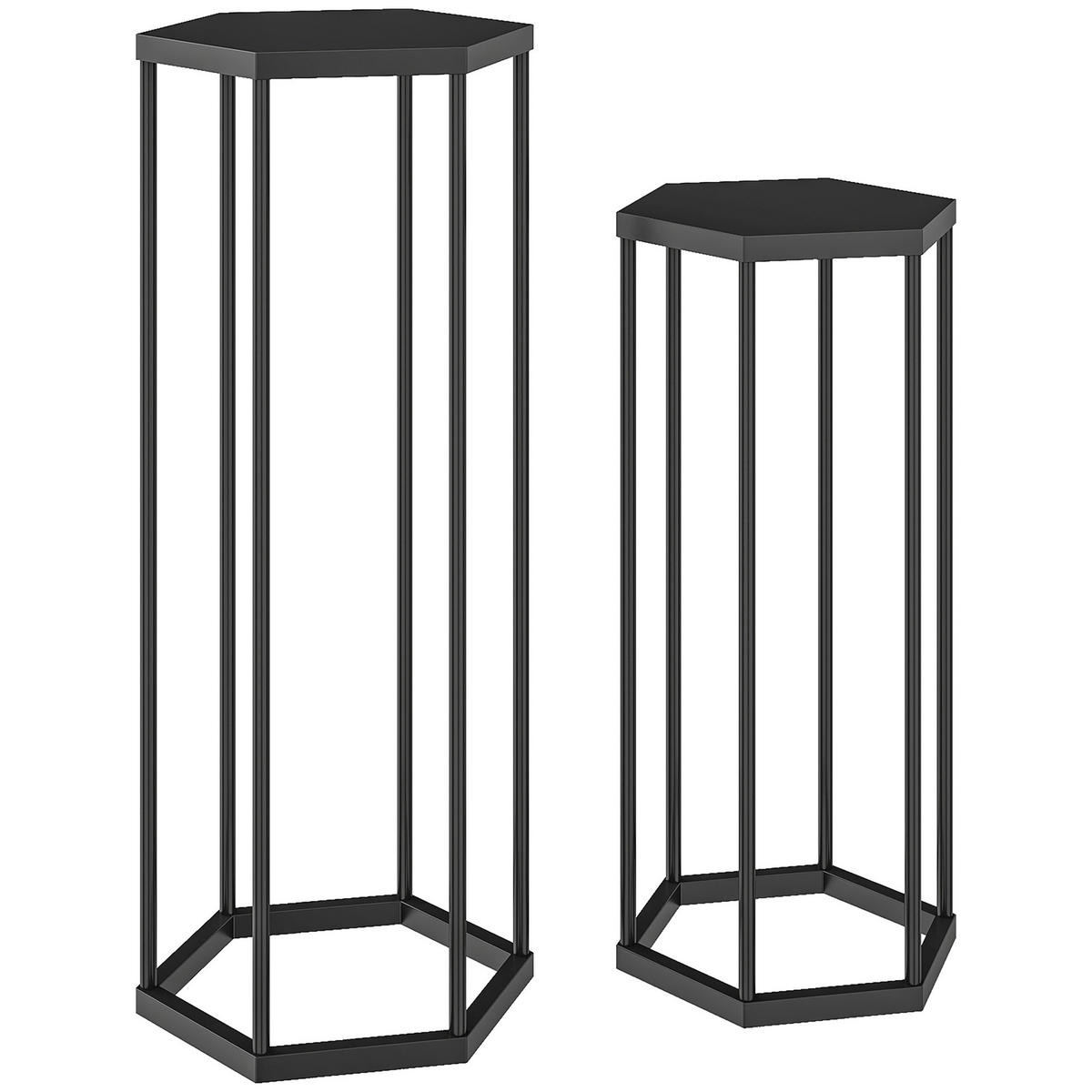 PFLANZSTÄNDER-SET 2 TLG. Metall Schwarz - Schwarz, Metall (75cm) - Outsunny
