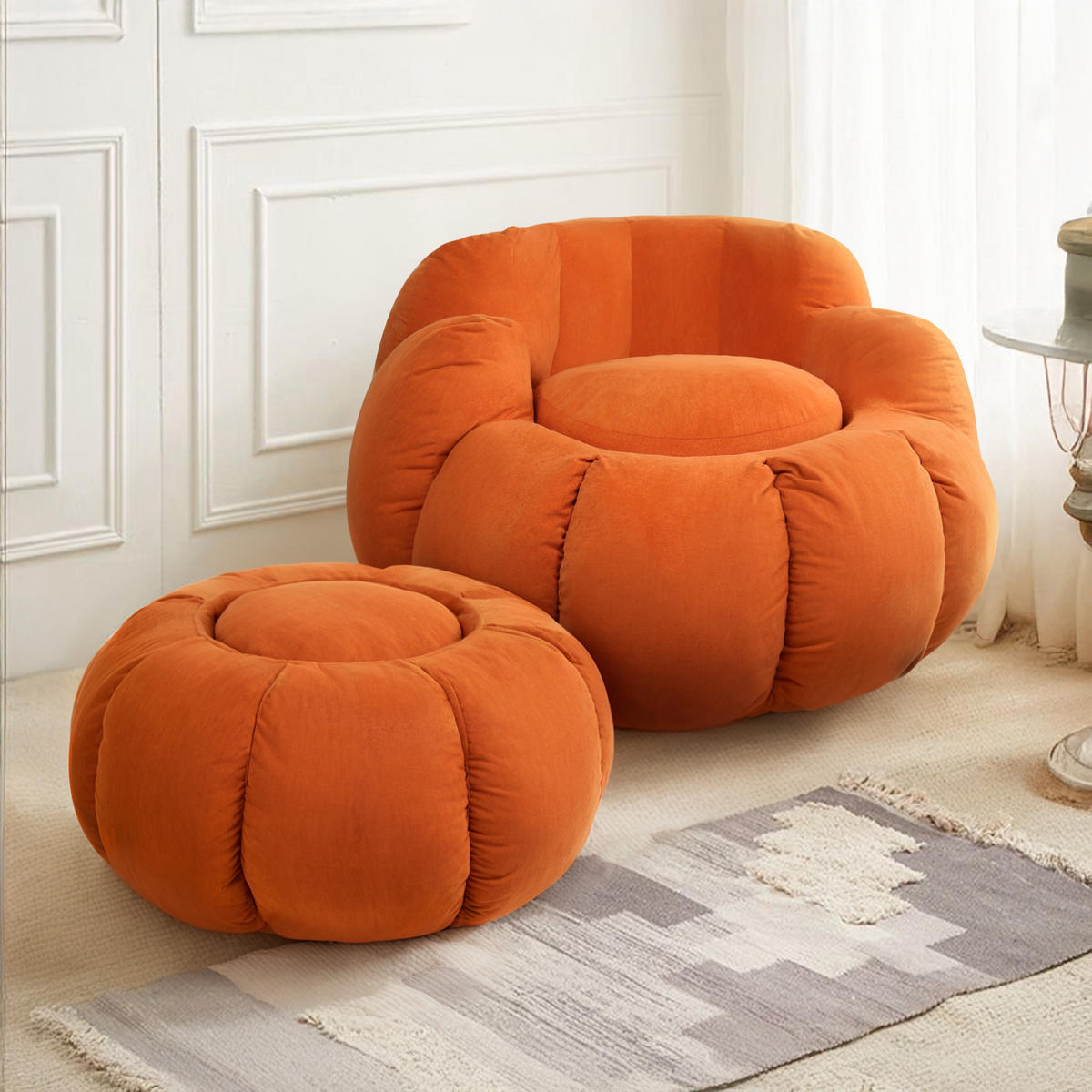 KÜRBIS-BEISTELLTISCH Halloween-Stil orange - Orange, Textil (85/85/43cm) - Vercart