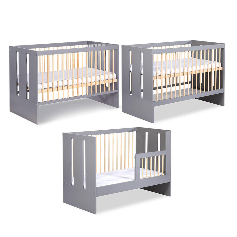 KINDERZIMMER-SET Pauline graphit / kiefer 284 / 66 /183 cm - Graphitfarben/Kieferfarben, Holz/Holzwerkstoff (284/183/66cm) - Feldmann-Wohnen
