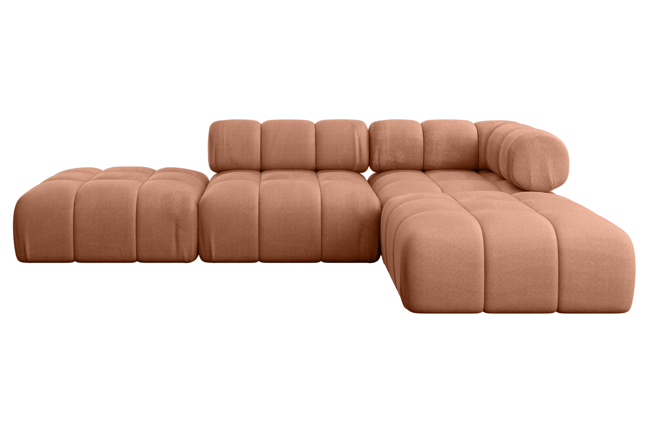ECKSOFA modulares Sofa Kerru-L1 - 285x190x70 cm Apricot Velours - Koralle, Holzwerkstoff/Textil (285/190cm) - ALTDECOR