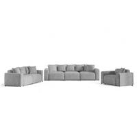 SOFASET Megan 3-2-1 In Poso - Hellgrau, Holzwerkstoff/Textil (327/75/98cm) - Fun Möbel