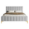 POLSTERBETT Szejlo Hellgrau Chenille 160 cm - Goldfarben/Hellgrau, Textil/Metall (160/200cm) - Selsey