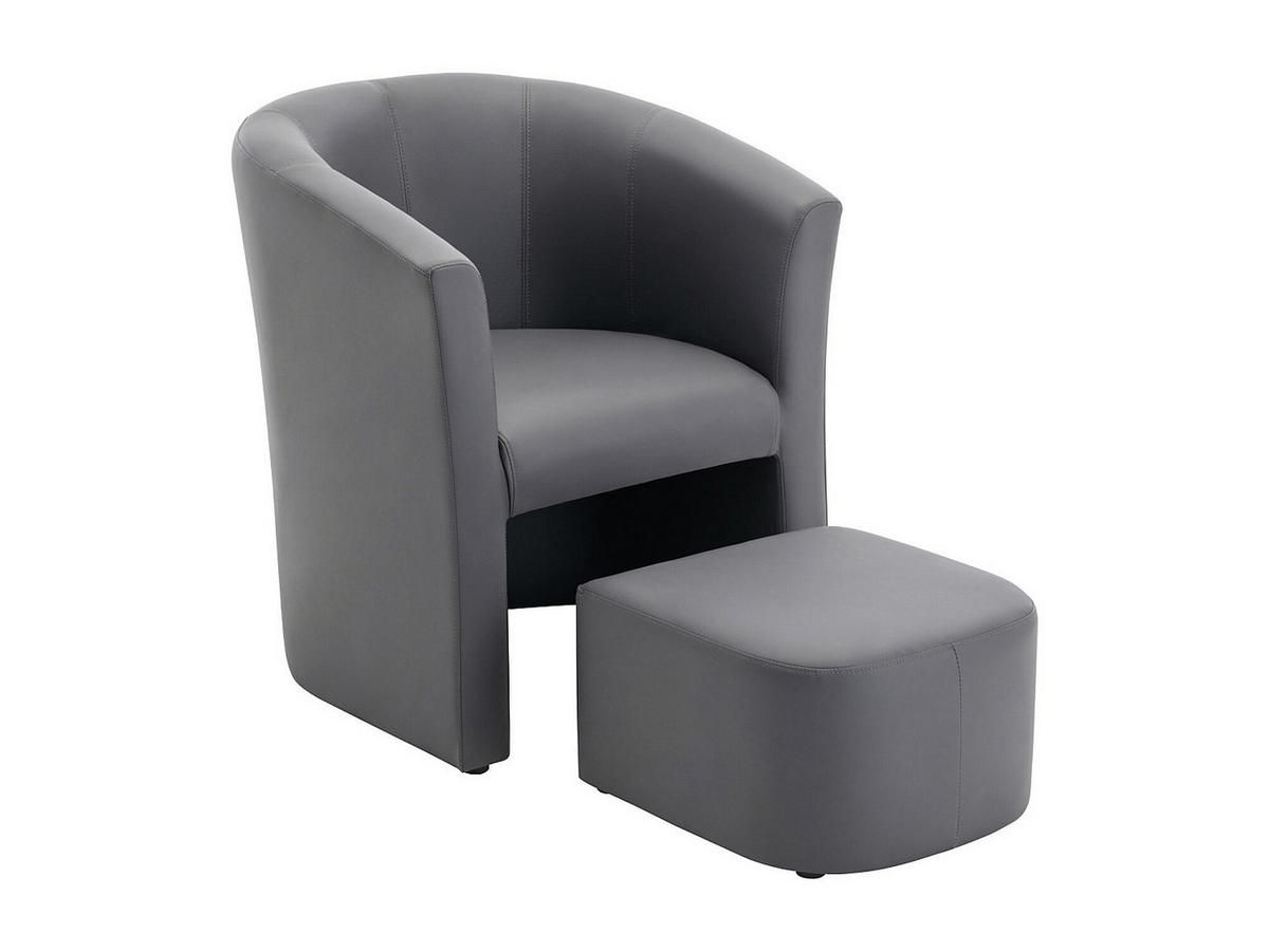 LOUNGE-SESSEL & Hocker - Kunstleder - Grau - JOVANA - Grau, Leder (65/74/64cm) - Vente-Unique