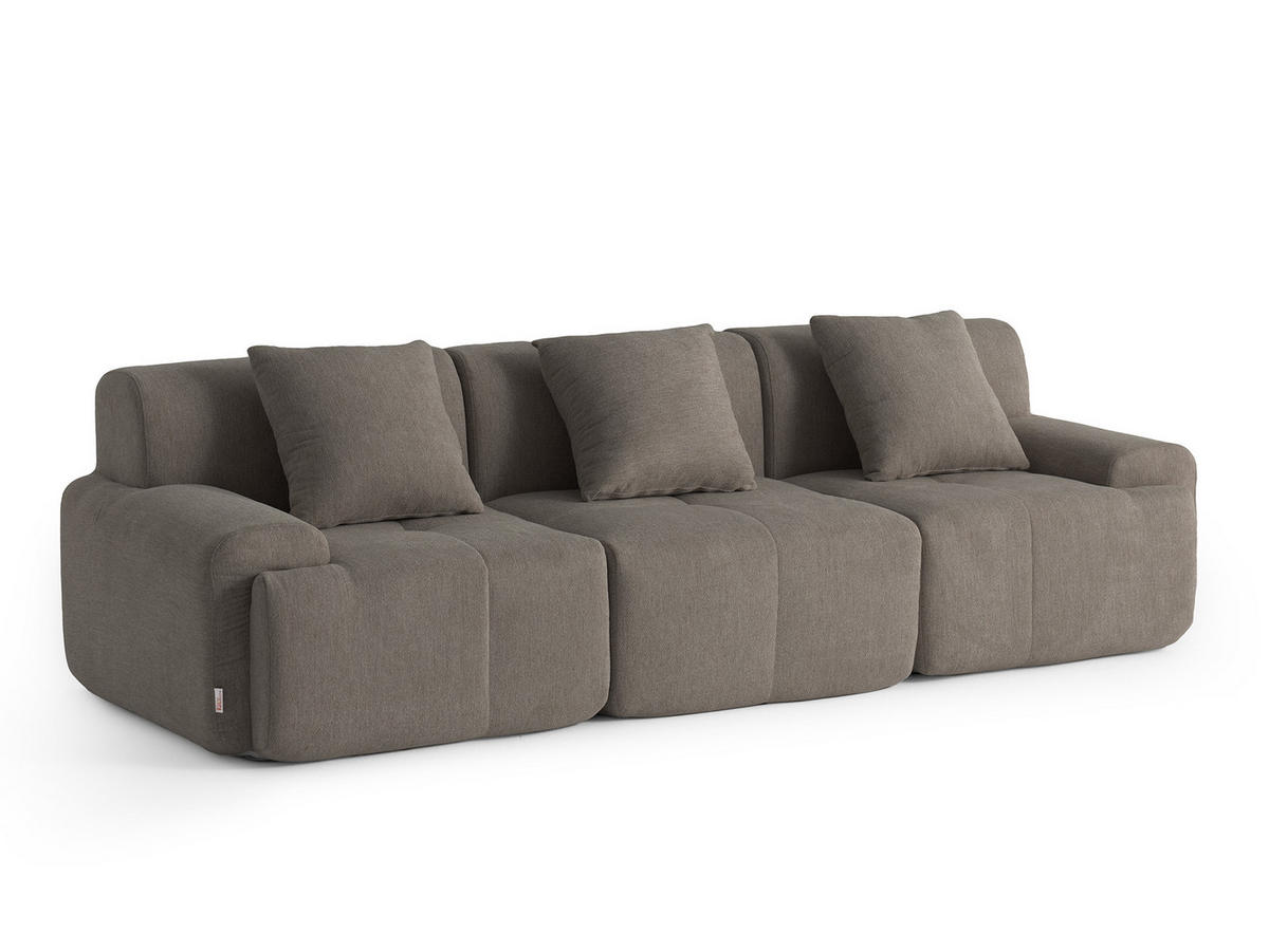 3-SITZER-SOFA Chenille Aschbraun - Braun, Textil (260/73/95cm) - MILYsofa