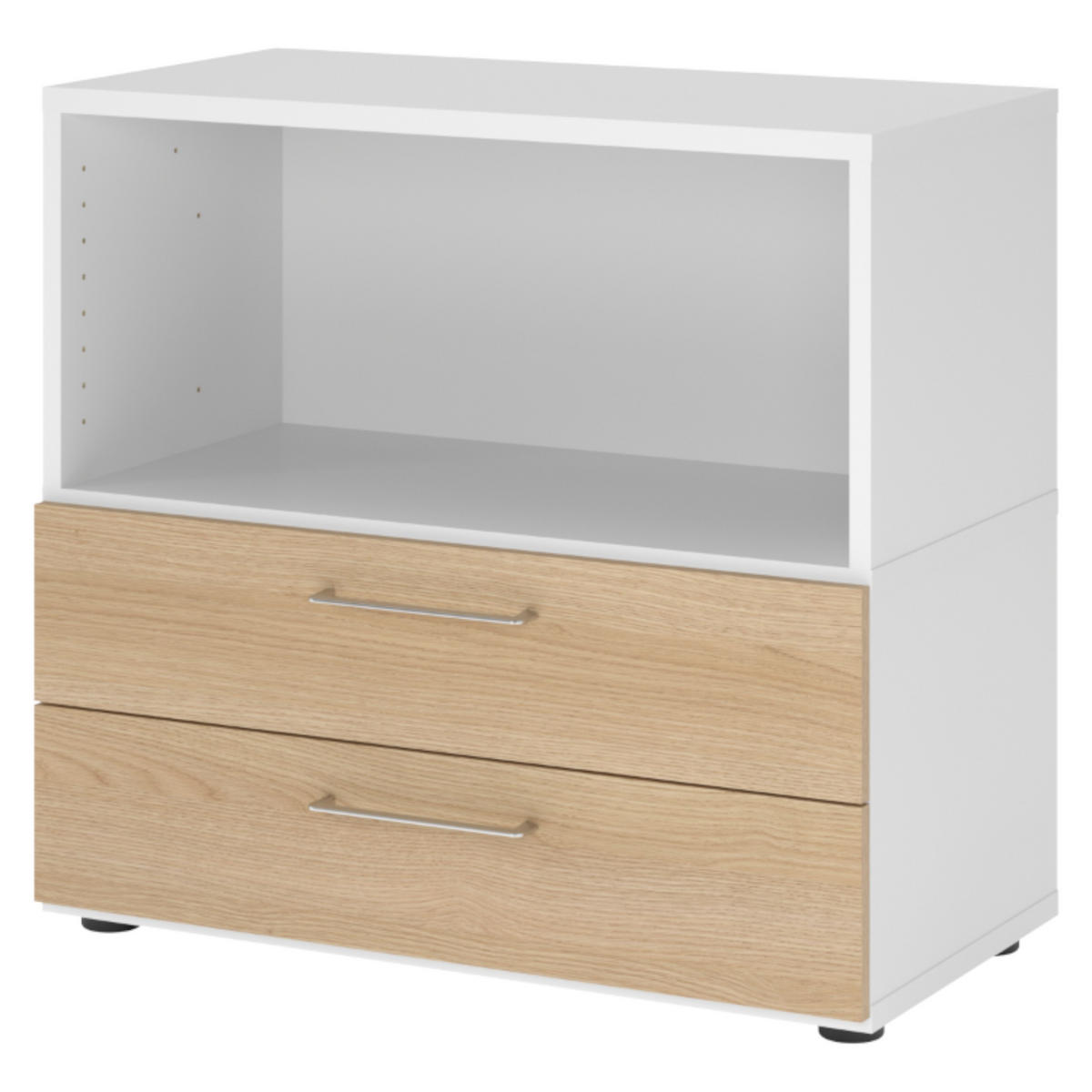 AKTENSCHRANK klein mit Schubladen 41,7/80/74,8 cm in Weiß/Eichefarben - Eichefarben/Weiß, Holzwerkstoff (80/74.8/41.7cm) - bümö