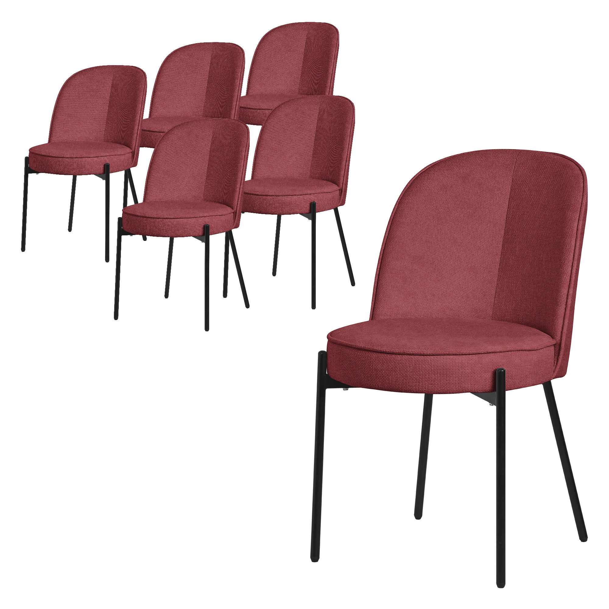 ML-DESIGN JÍDELNÍ ŽIDLE, sada 6 ks, červená, s látkovým potahem