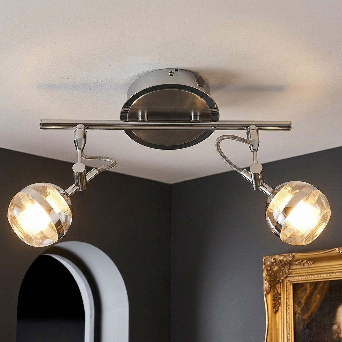 LED-DECKENLEUCHTE DENVER тү - Silberfarben, Metall (32/13/20cm) - Globo Lighting