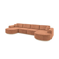 WOHNLANDSCHAFT MARI-U2-v1 - 388x171x83 cm Orange Velours - Orange, Holzwerkstoff/Textil (388/83/171cm) - ALTDECOR
