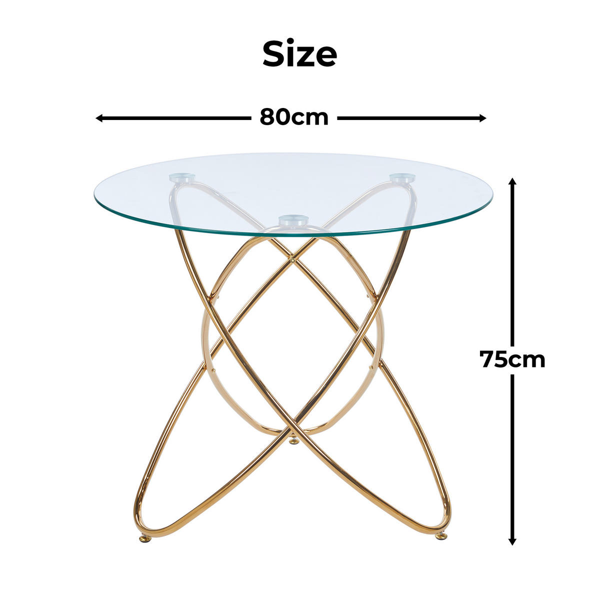 ESSTISCH gold aus Glas und Metall mit pflegeleichter Tischplatte - Goldfarben, Metall (80/80/75cm) - OKWISH