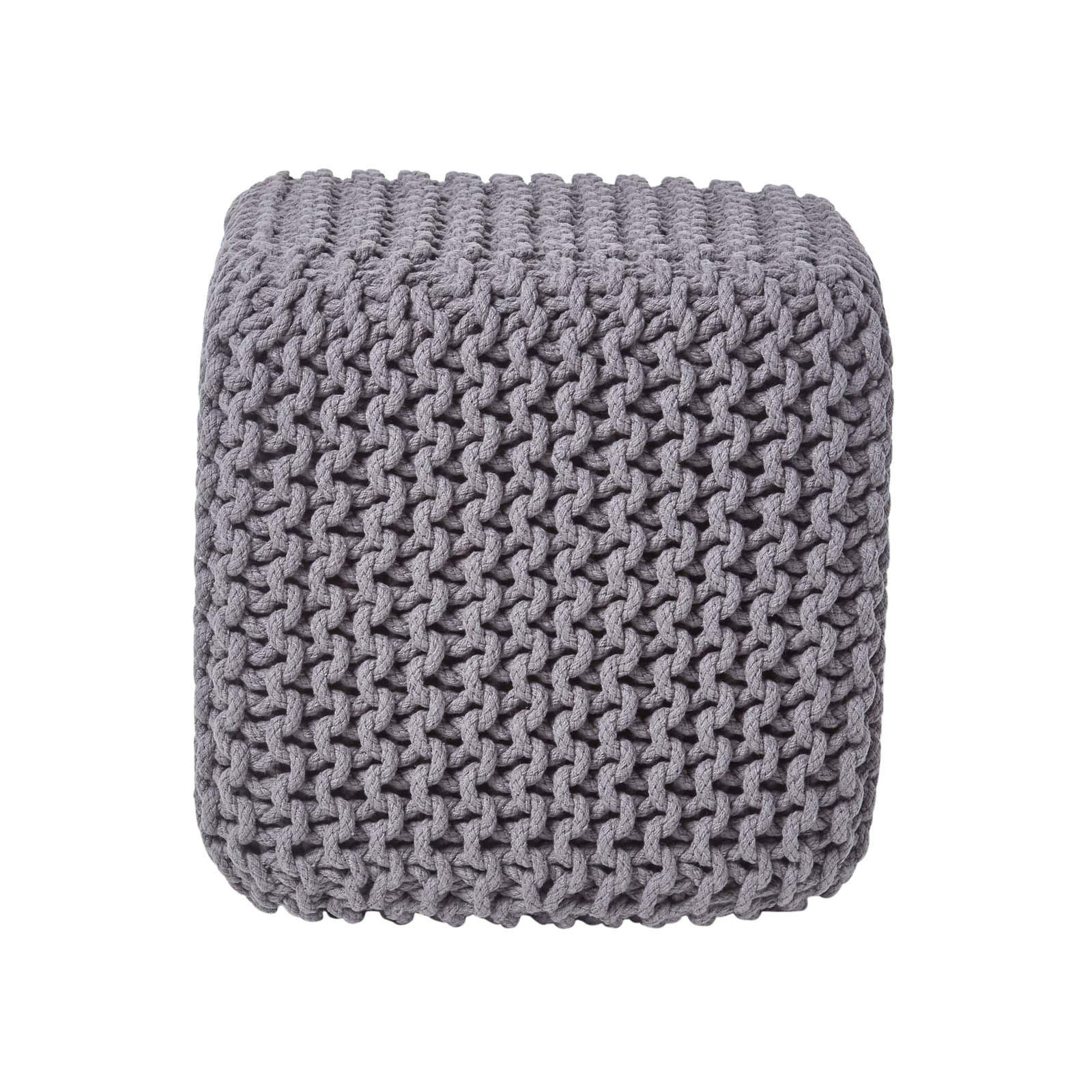 STRICK-POUF grau, Sitzwürfel 35/35/35 cm - Grau, Textil (35/35/35cm) - Homescapes