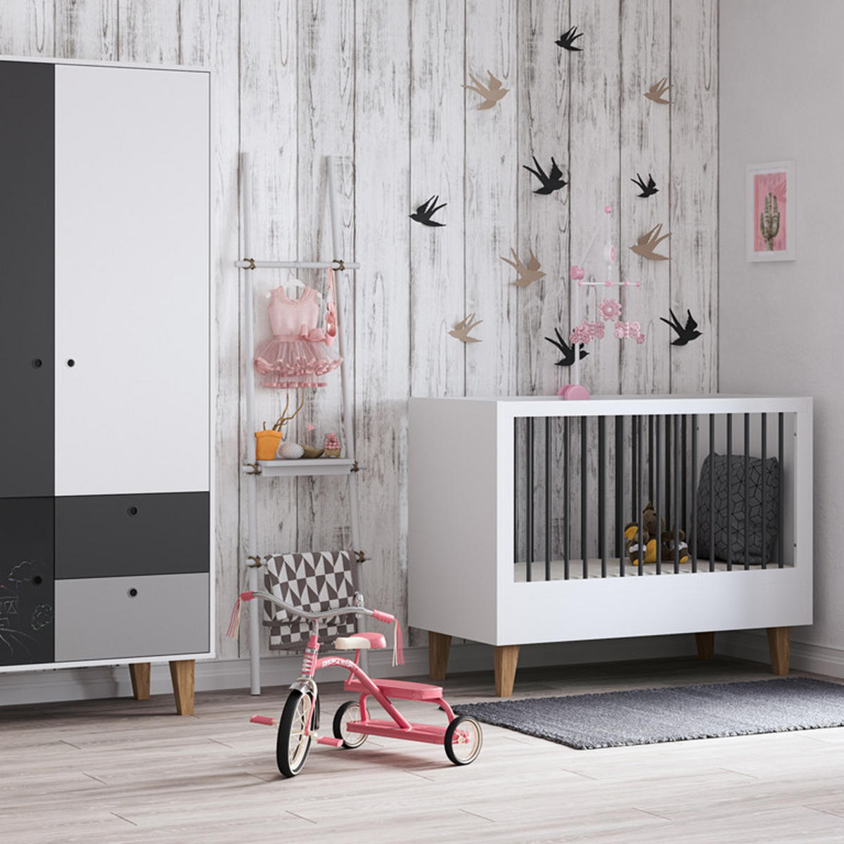 SKŘÍŇ šedá a černá - šedá, kompozitní dřevo (103.5/201.5/55cm) - Petits-meubles