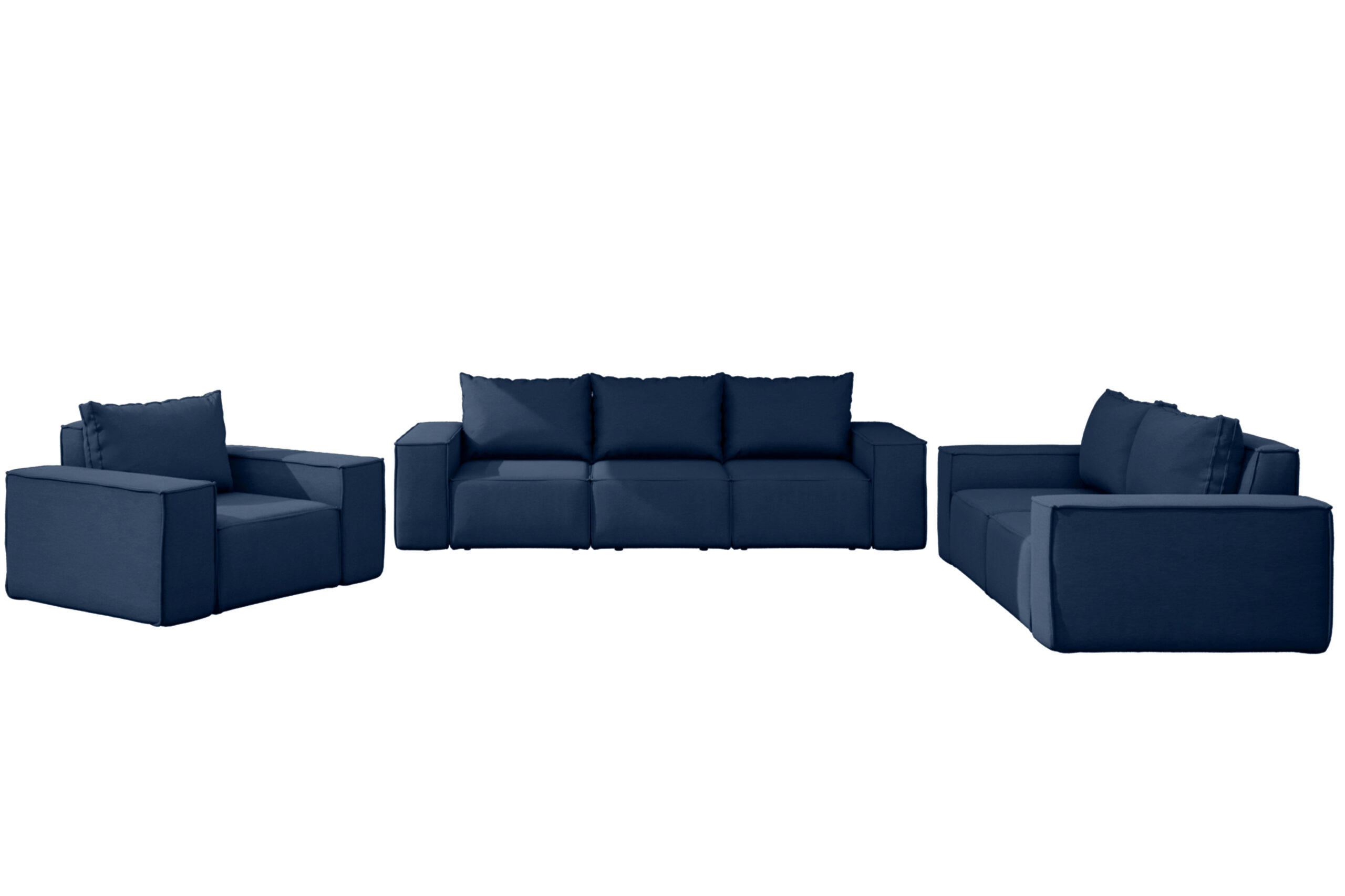 LOUNGEGARNITUR Gartenmöbel set 3 2 1 für den Garten, Terrasse, gartenmöbel lounge set SONNE EXCLUSICVE Marineblau - Dunkelblau, Holz - Kaiser Möbel