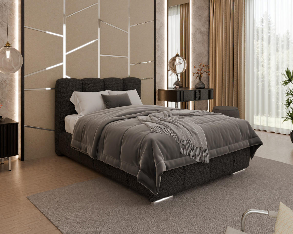 POLSTERBETT Zaira 120x200cm – Elegantes Polsterbett für modernen Wohnstil , ohne matratze, schwarz - Schwarz, Holz (120/200cm) - Homesy