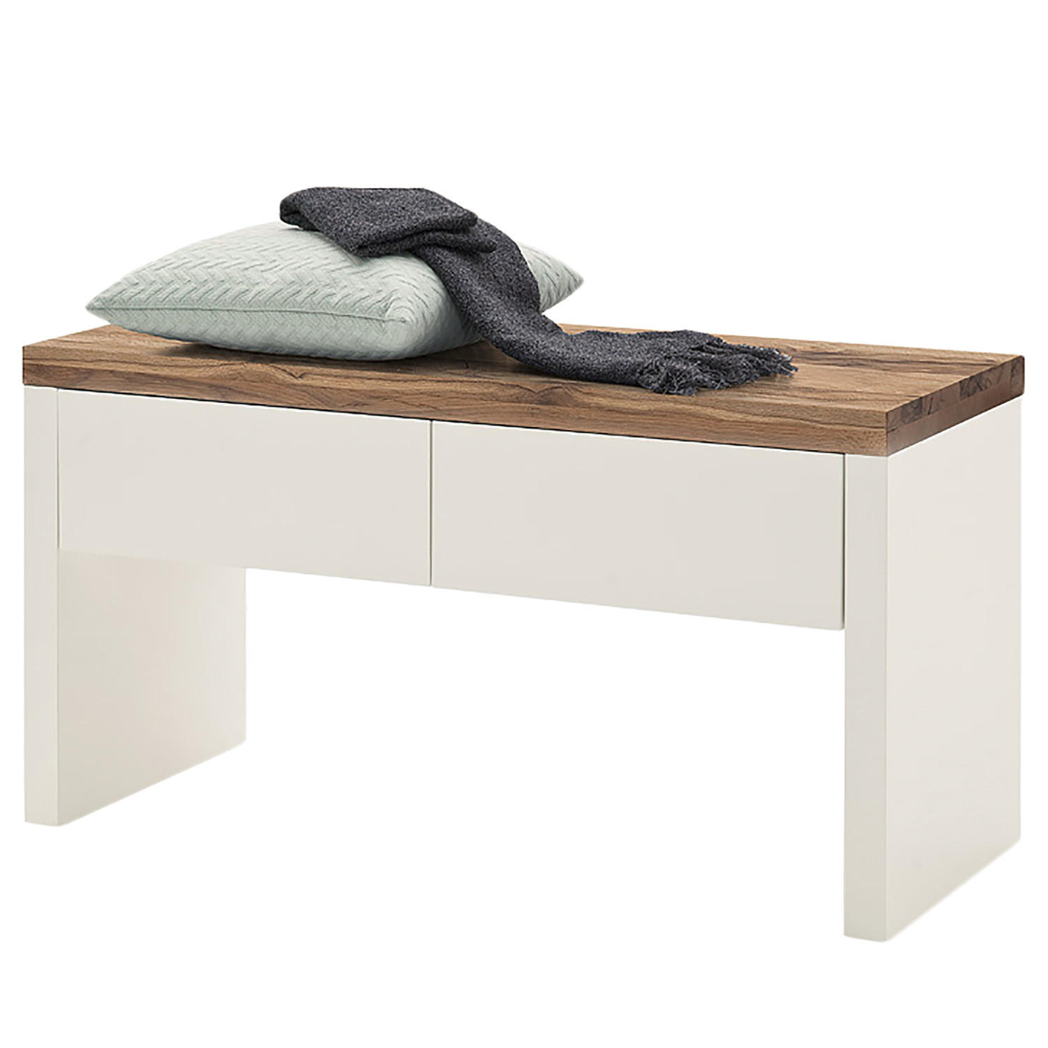 GARDEROBENBANK - Eiche / Matt Weiß - Weiß, Holz/Holzwerkstoff (91/48/38cm) - home24